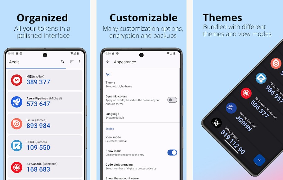 Authy or Aegis screenshots screenshots on Android