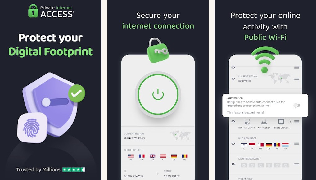 Private Internet Access (PIA) screenshots screenshots on Android