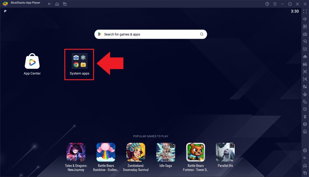 BlueStacks 5 App Player home screen running on Windows