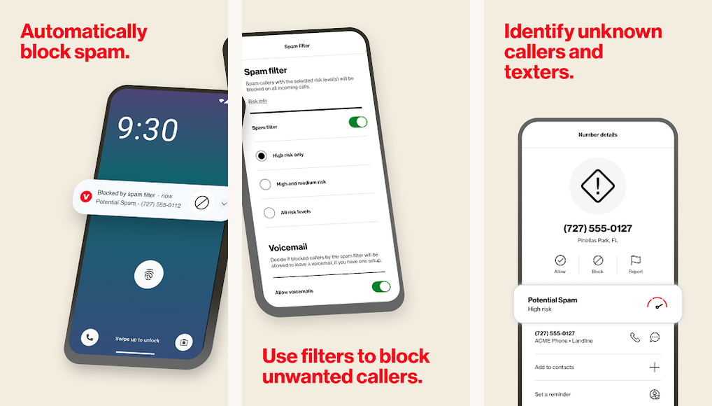 Verizon Call Filter app screenshots on Android