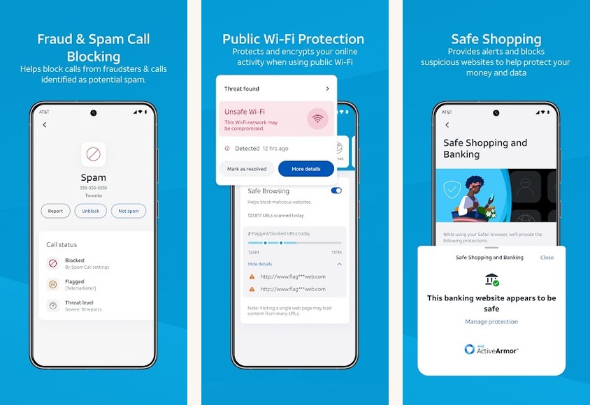 AT&T ActiveArmor app screenshots on Android