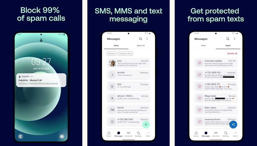 RoboKiller app screenshots on Android