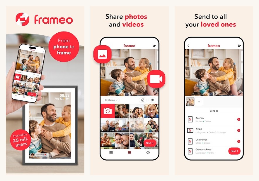 Frameo share-to-frame companion app on Android