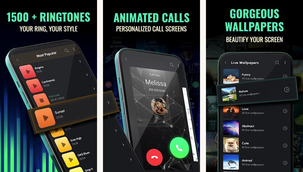 Ringtones for Android app screenshots on Android