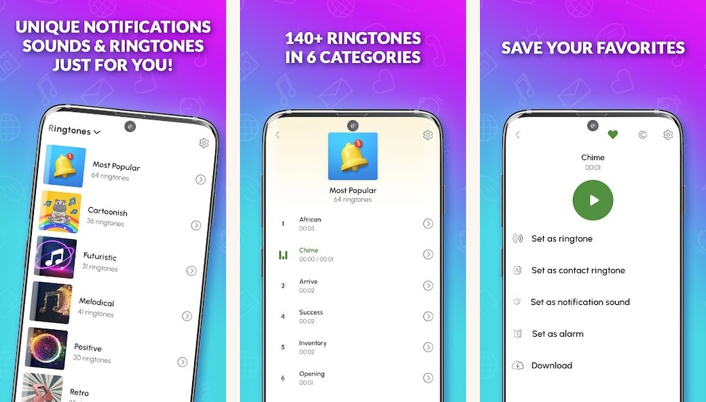 Notification Sounds app screenshots on Android