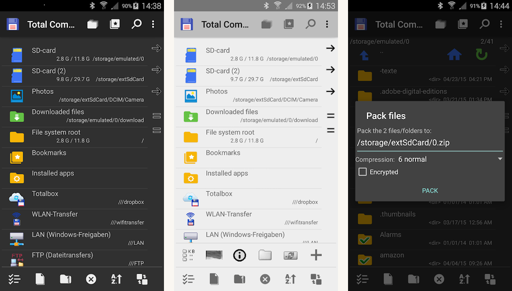 Total Commander app screenshots on Android