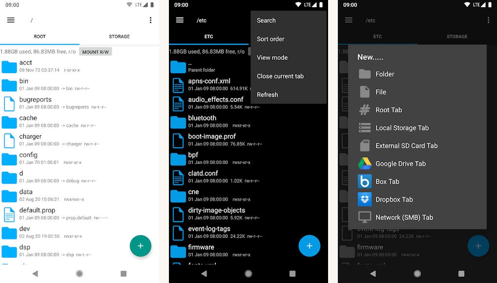 Root Explorer app screenshots on Android