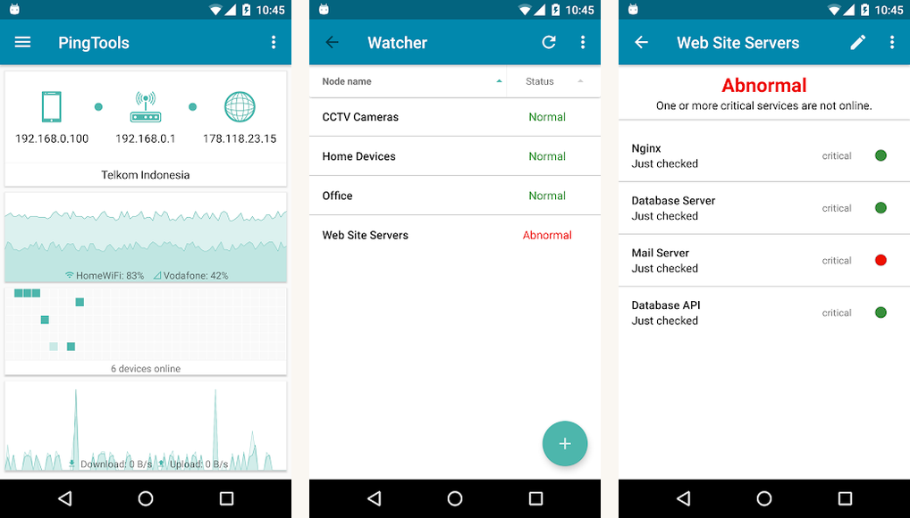 PingTools app screenshots on Android
