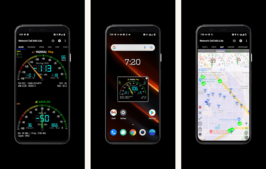 Network Cell Info Lite app screenshots on Android
