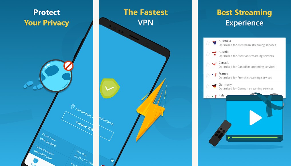 hide.me free app screenshots on Android