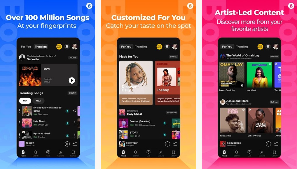 Boomplay app screenshots on Android