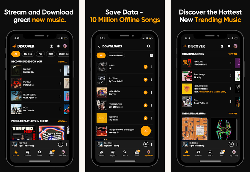 Audiomack app screenshots on Android