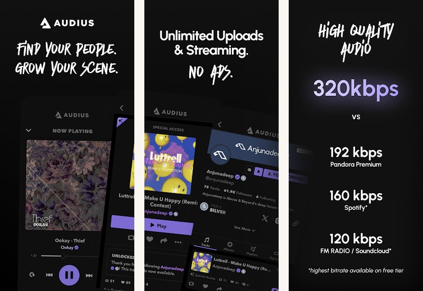 Audius Music app screenshots on Android