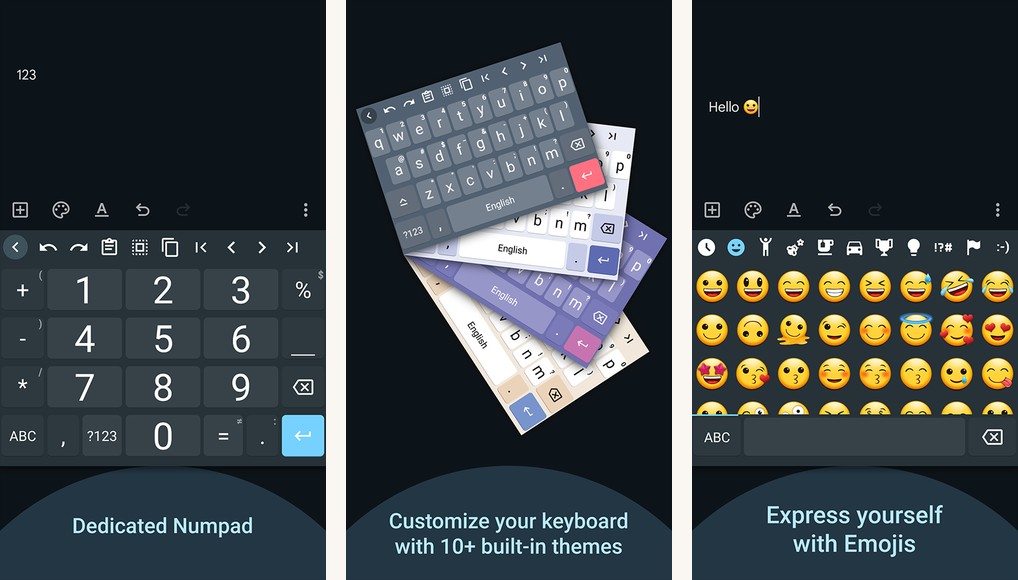 HeliBoard app screenshots on Android