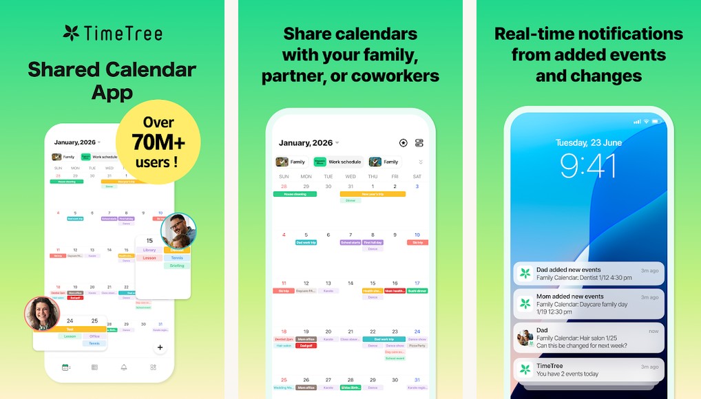 TimeTree app screenshots on Android