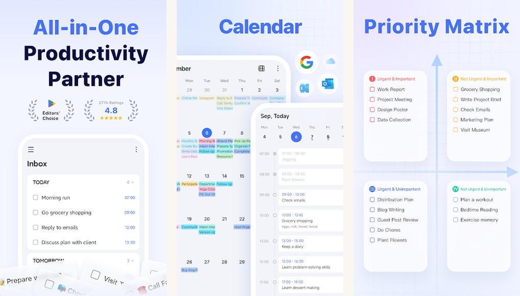 TickTick app screenshots on Android