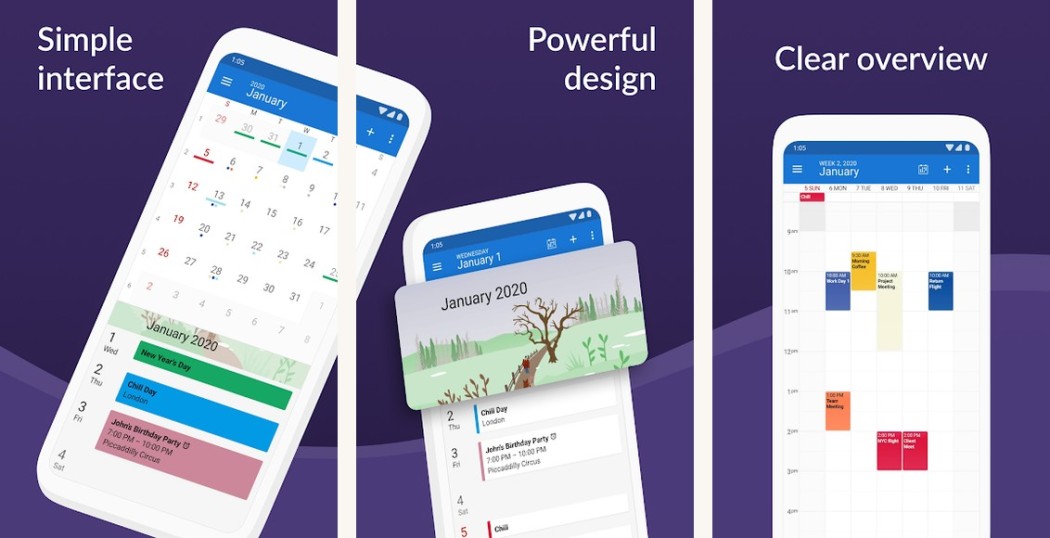 DigiCal Calendar Agenda app screenshots on Android