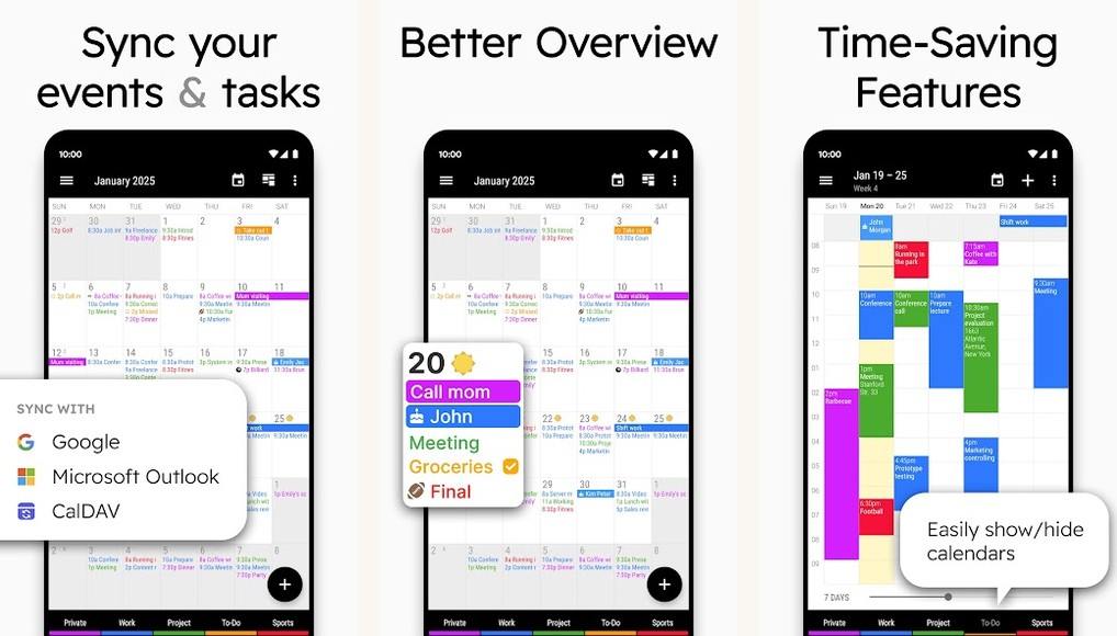 Business Calendar 2 app screenshots on Android
