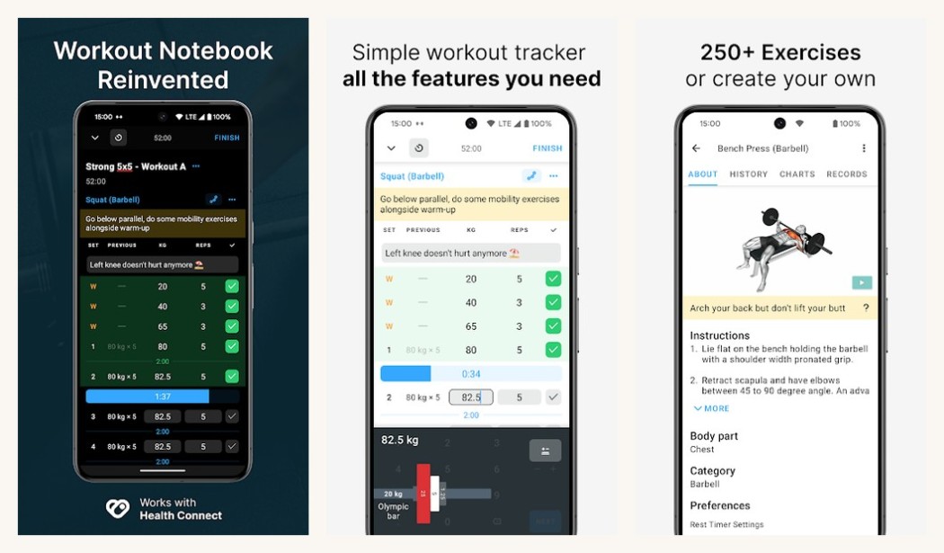 Strong workout tracker on Android