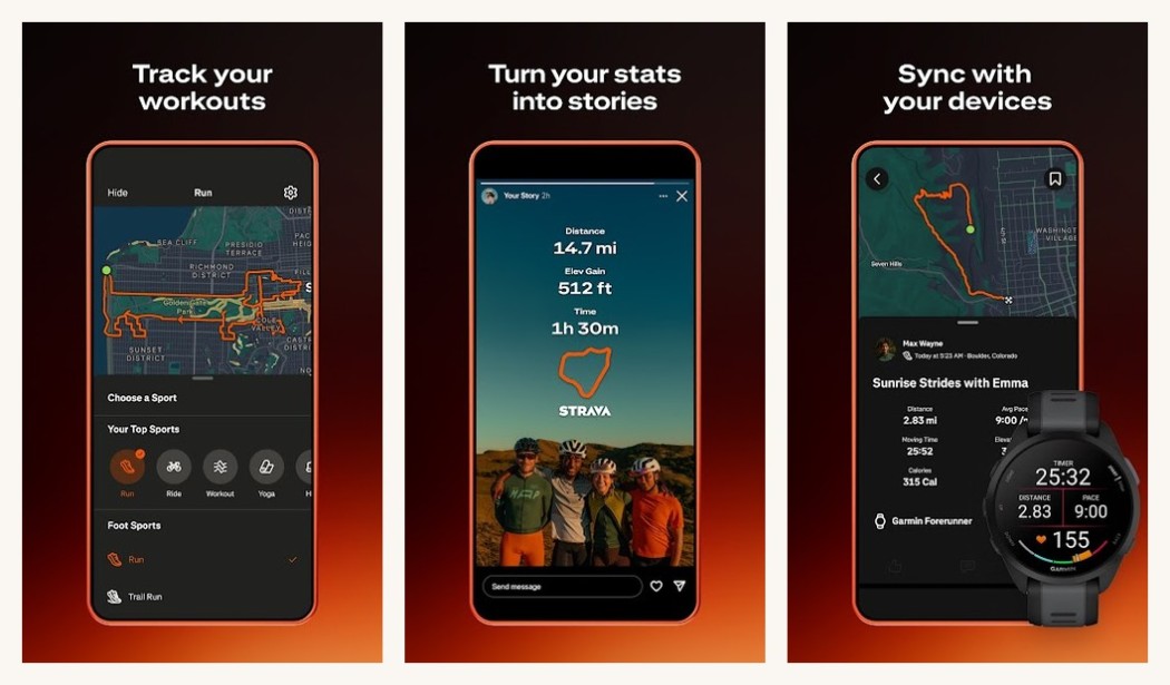 Strava run and ride tracker on Android