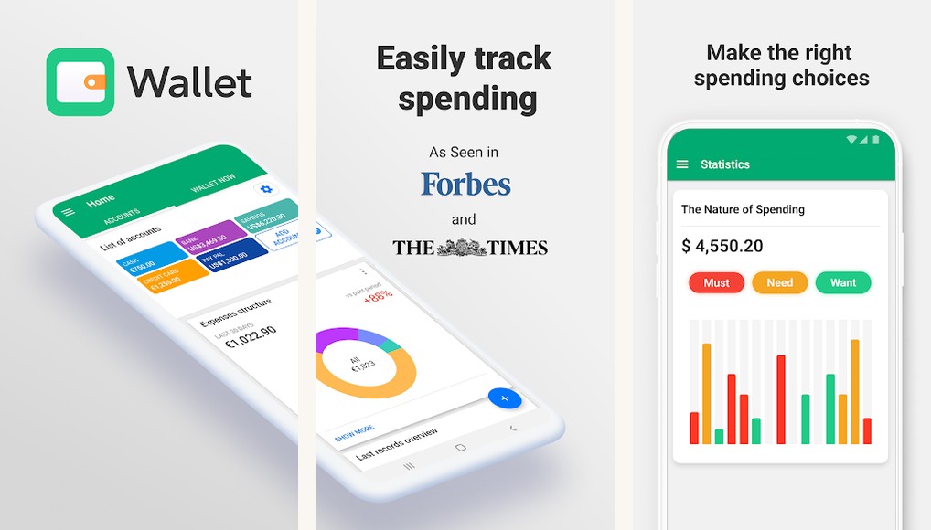 Wallet by BudgetBakers app screenshots on Android: budgets and reports