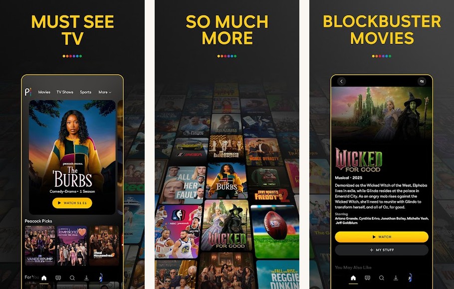Peacock TV screenshots on Android