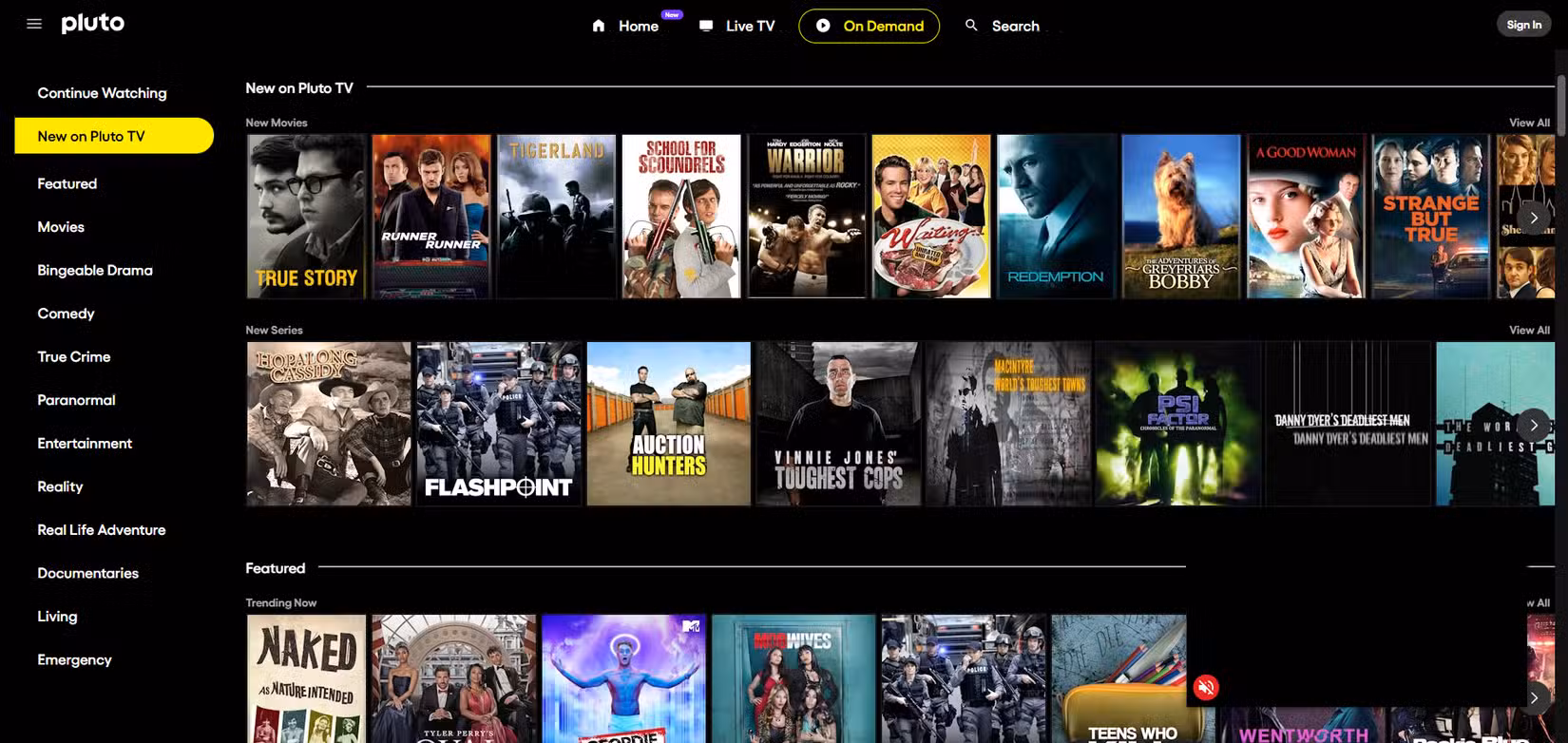 Pluto TV screenshot