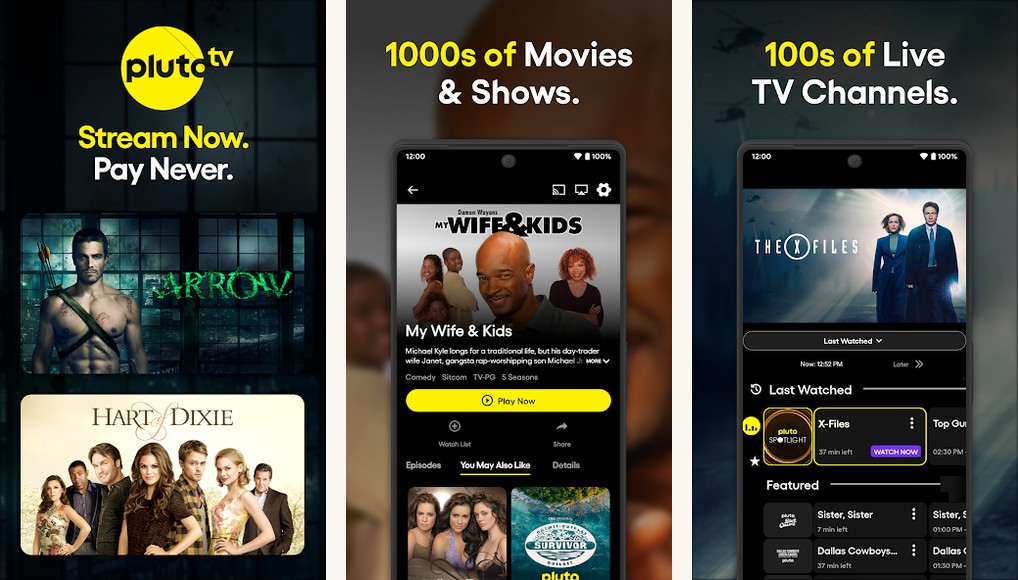 Pluto TV screenshots on Android