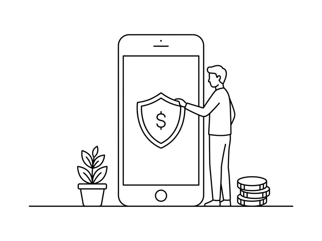 Black-and-white illustration representing PocketGuard.