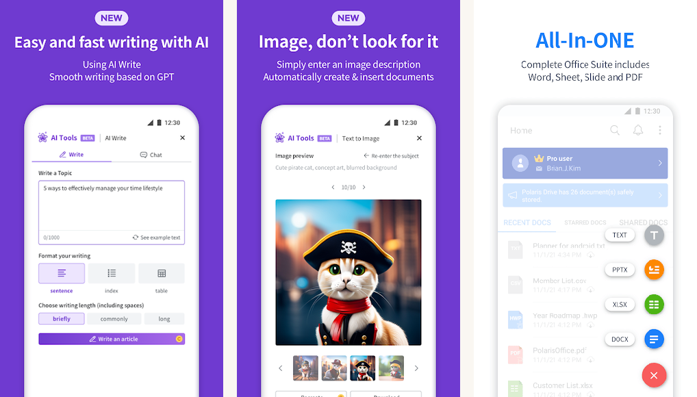 Polaris Office screenshots on Android