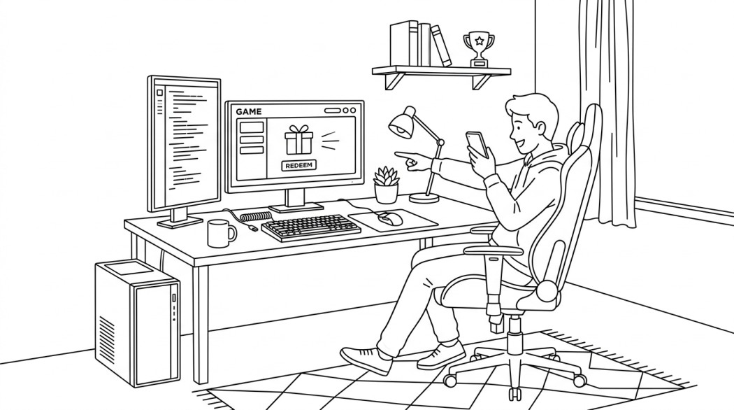 Black-and-white line illustration: a minimal Notion-style scene representing raid shadow legends promo codes for 2026 (active).