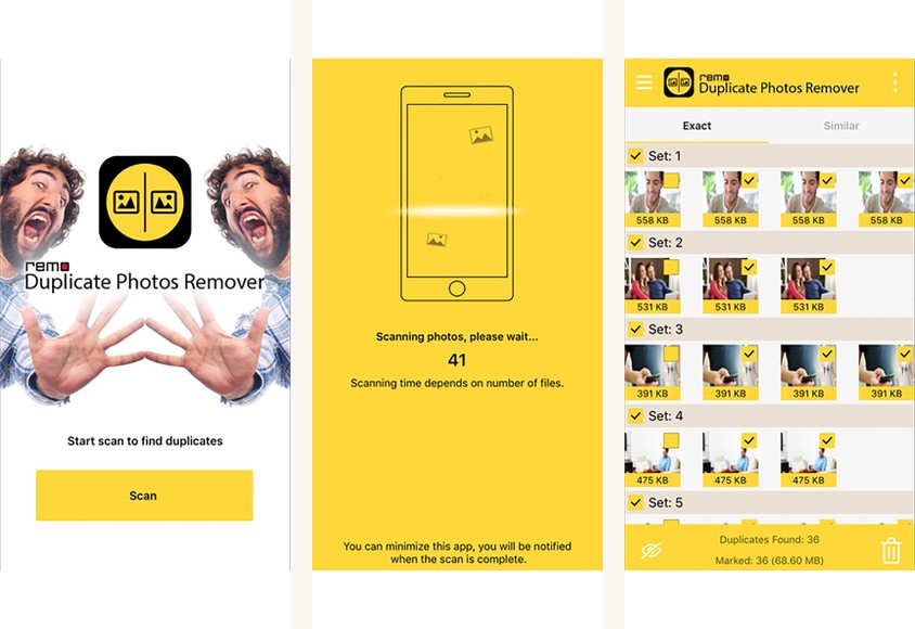 Remo Duplicate Photos Remover screenshots on Android