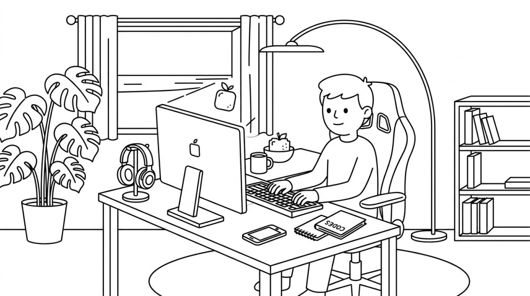 Black-and-white line illustration: a minimal Notion-style scene representing roblox fruit blox codes february, complete working list.
