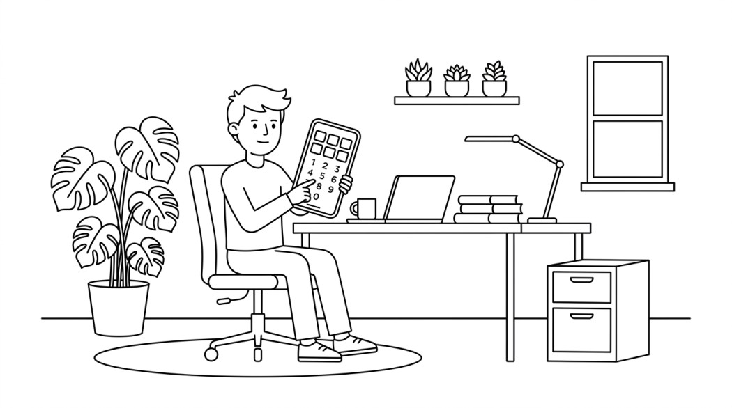 Black-and-white line illustration: a minimal Notion-style scene representing useful samsung galaxy secret codes and service menus.