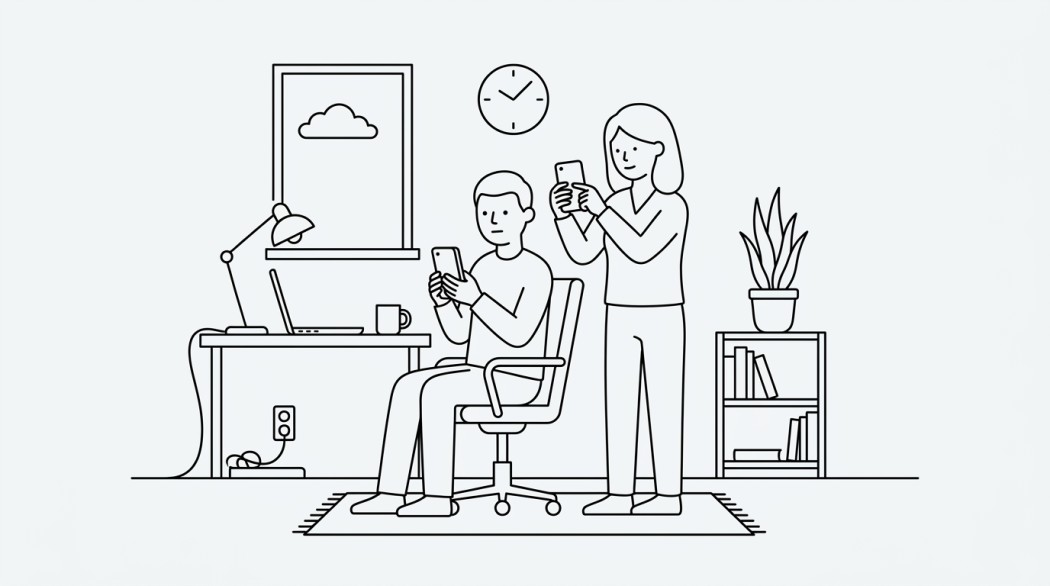 Black-and-white line illustration: a minimal Notion-style scene representing snapchat screenshots: what snapchat notifies, what it doesn’t, and the ethics of the workaround.