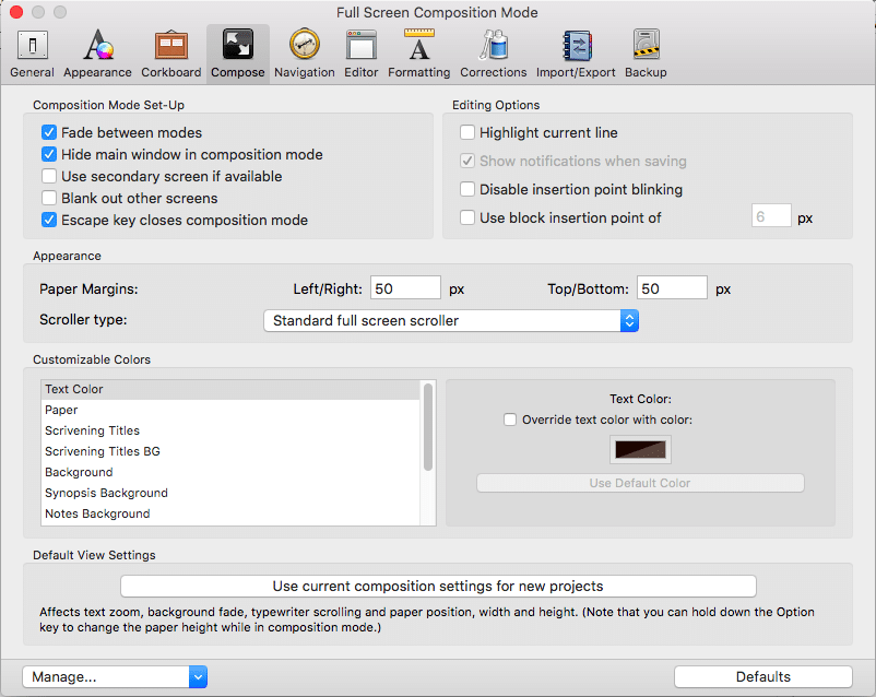 Scrivener (via Compose mode) screenshot
