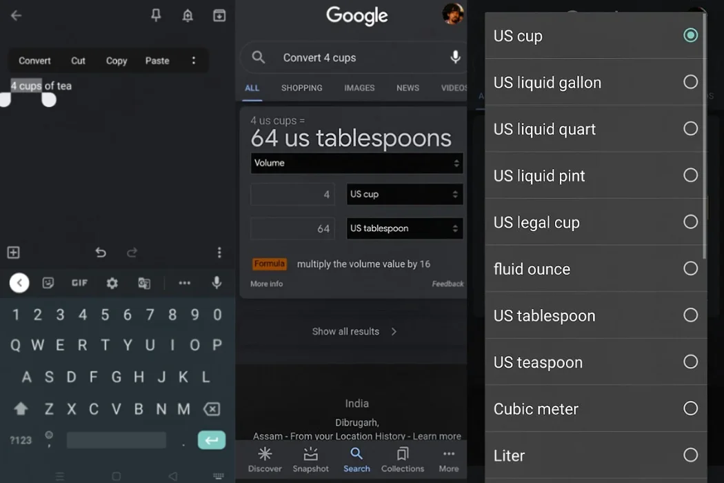 Smart text selection screenshot