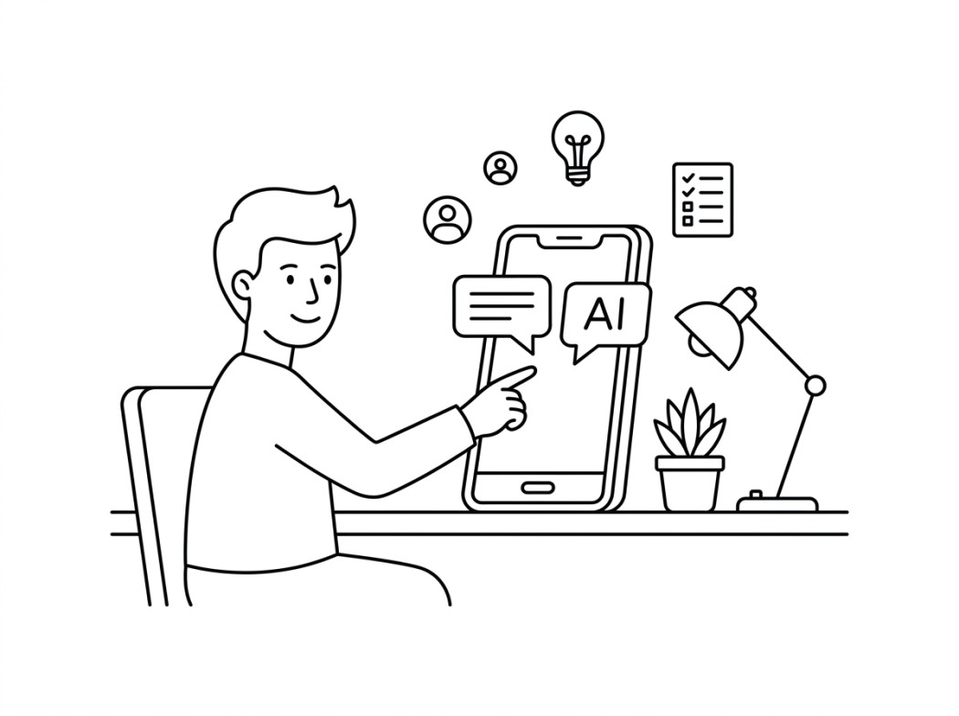 Black and white line illustration representing getting real value from my ai.