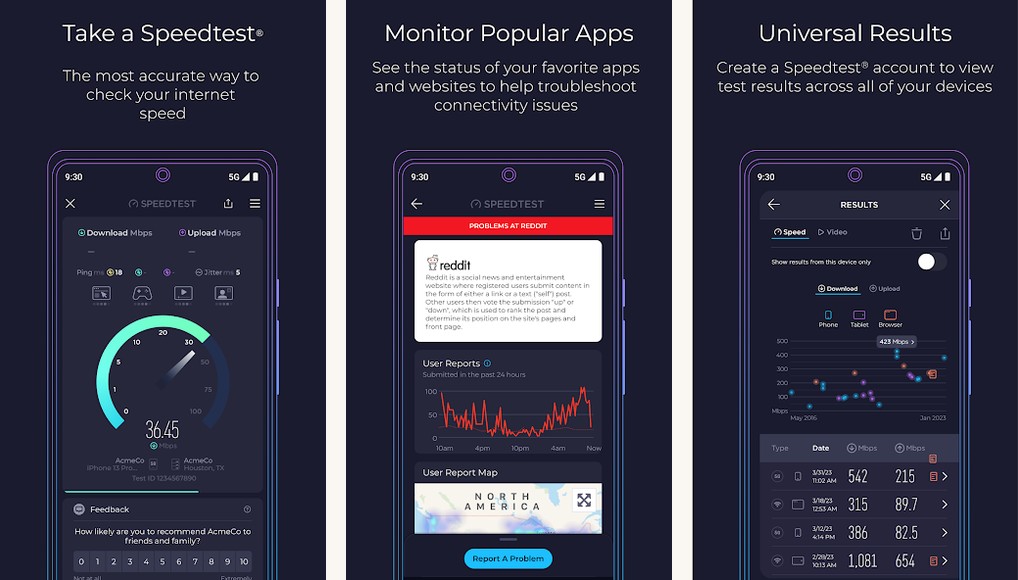 Speedtest by Ookla screenshots on Android
