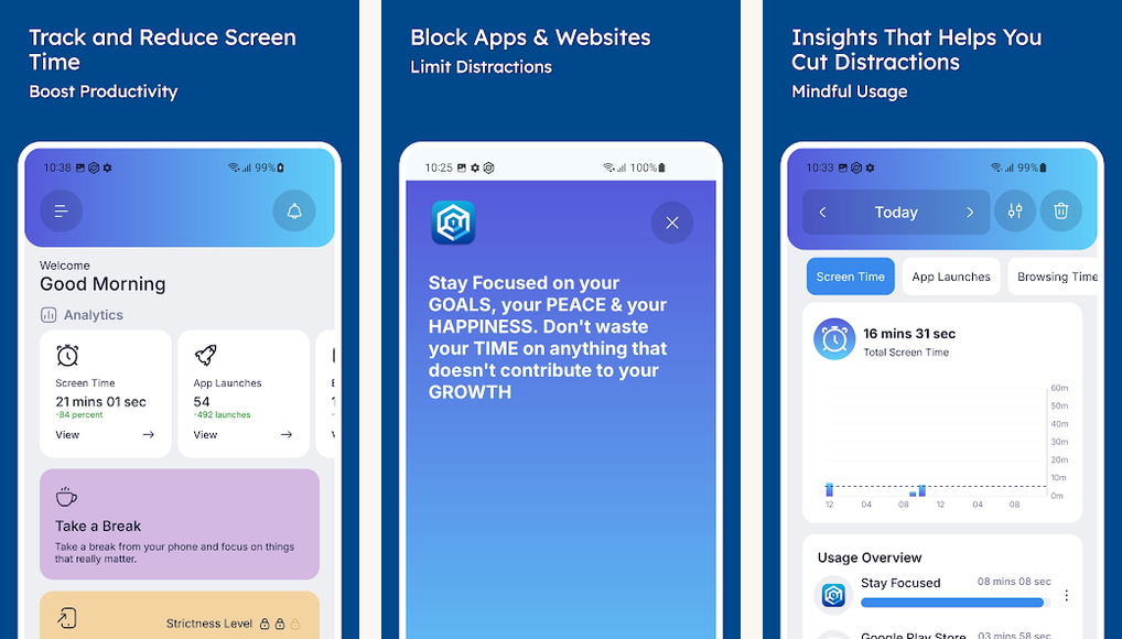 Stay Focused screenshots on Android