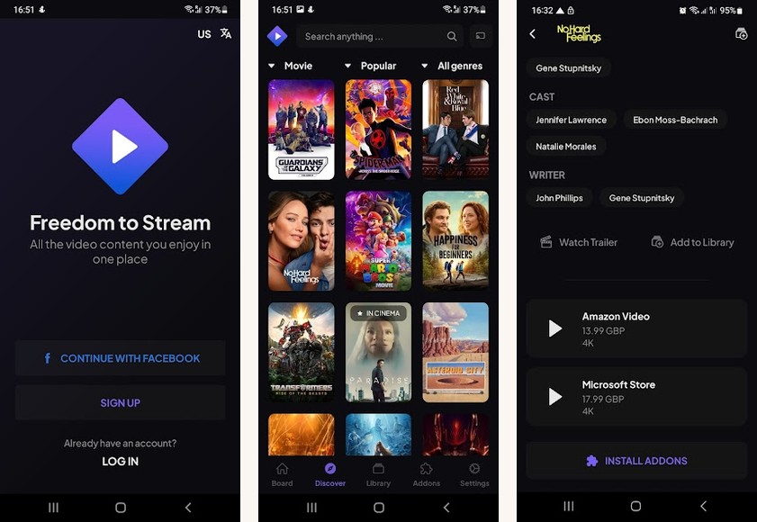 Stremio screenshots on Android