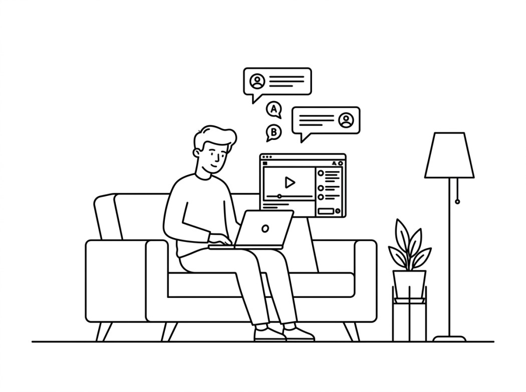 Black-and-white illustration representing Teleparty (formerly Netflix Party).