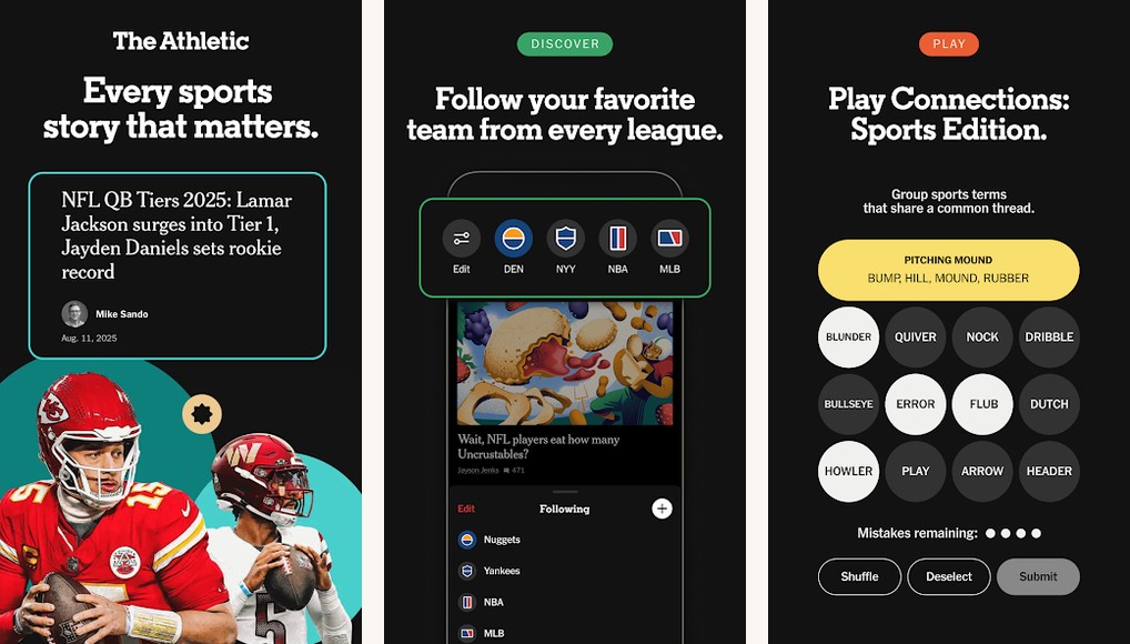 The Athletic screenshots on Android