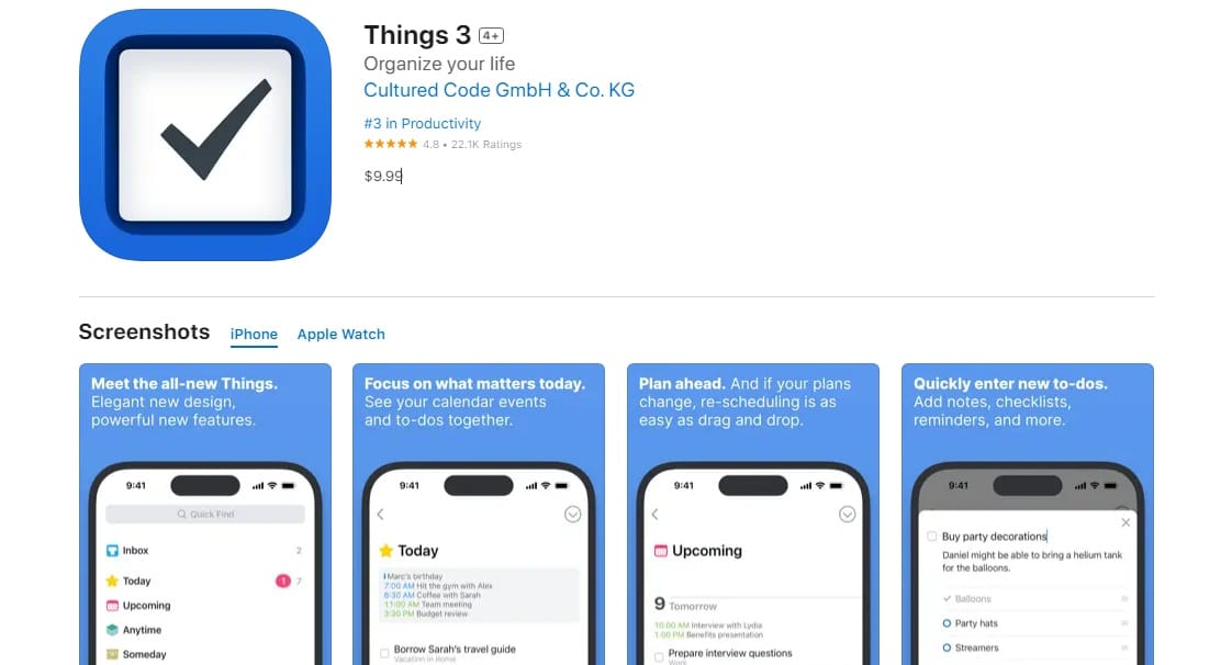 Things 3 (iOS only) screenshot