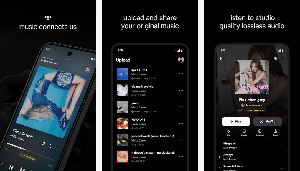 TIDAL screenshots on Android