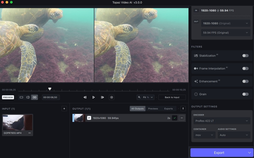 Topaz Video AI screenshot