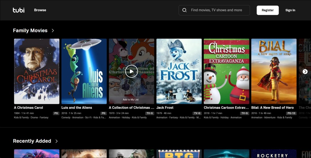 TubiTV screenshot