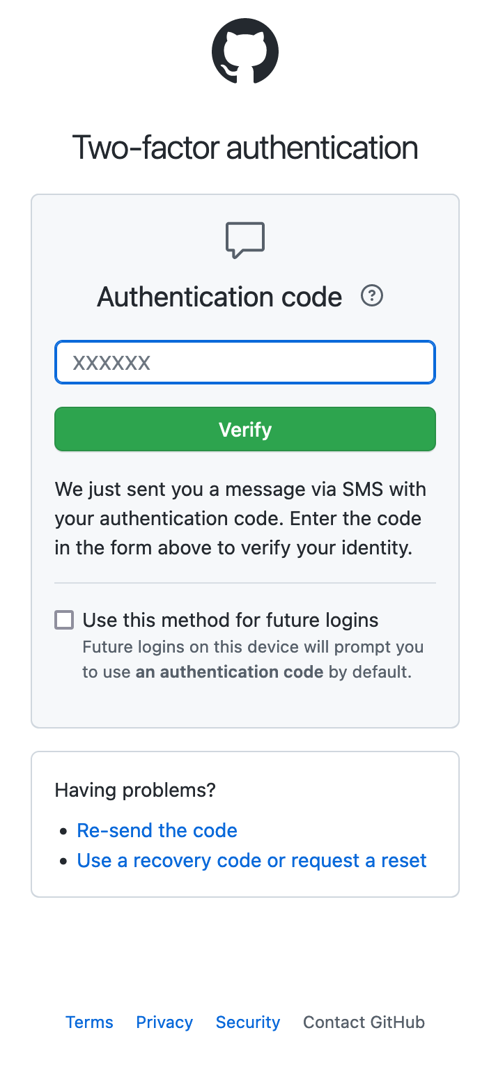 Two-factor authentication after Authy screenshot