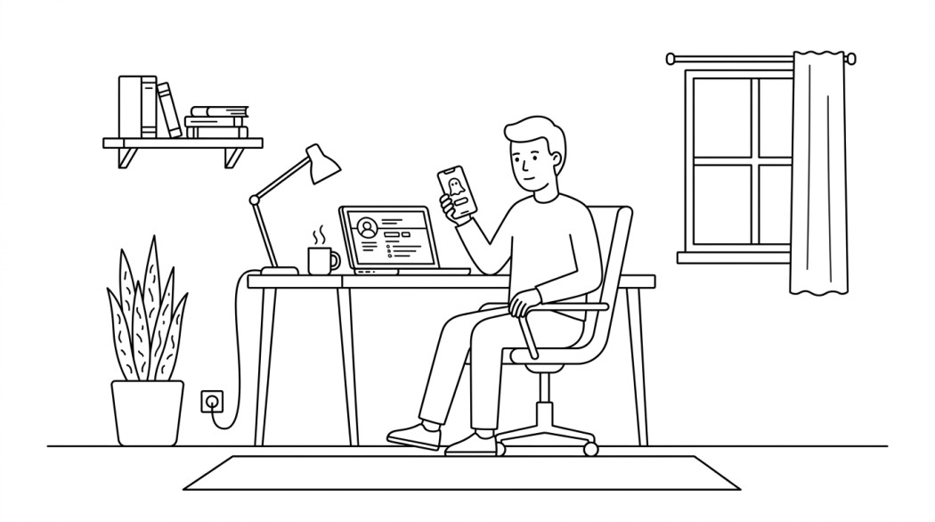 Black-and-white line illustration: a minimal Notion-style scene representing how to tell if someone removed you on snapchat (without an app).