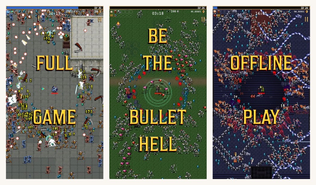 Vampire Survivors Play Store screenshot, mobile single-player game